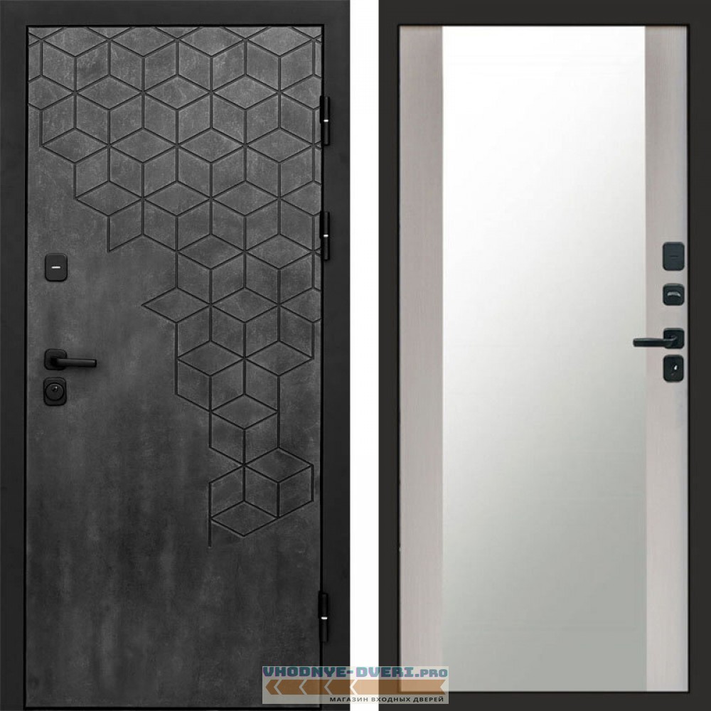 Входная дверь Спейс бетон Зеркало лиственница