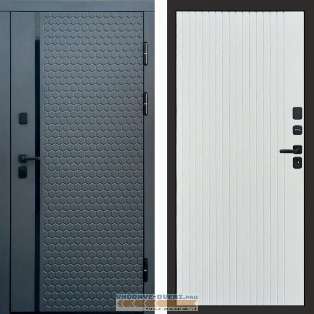 Входная дверь Simple графит Flat белый софт