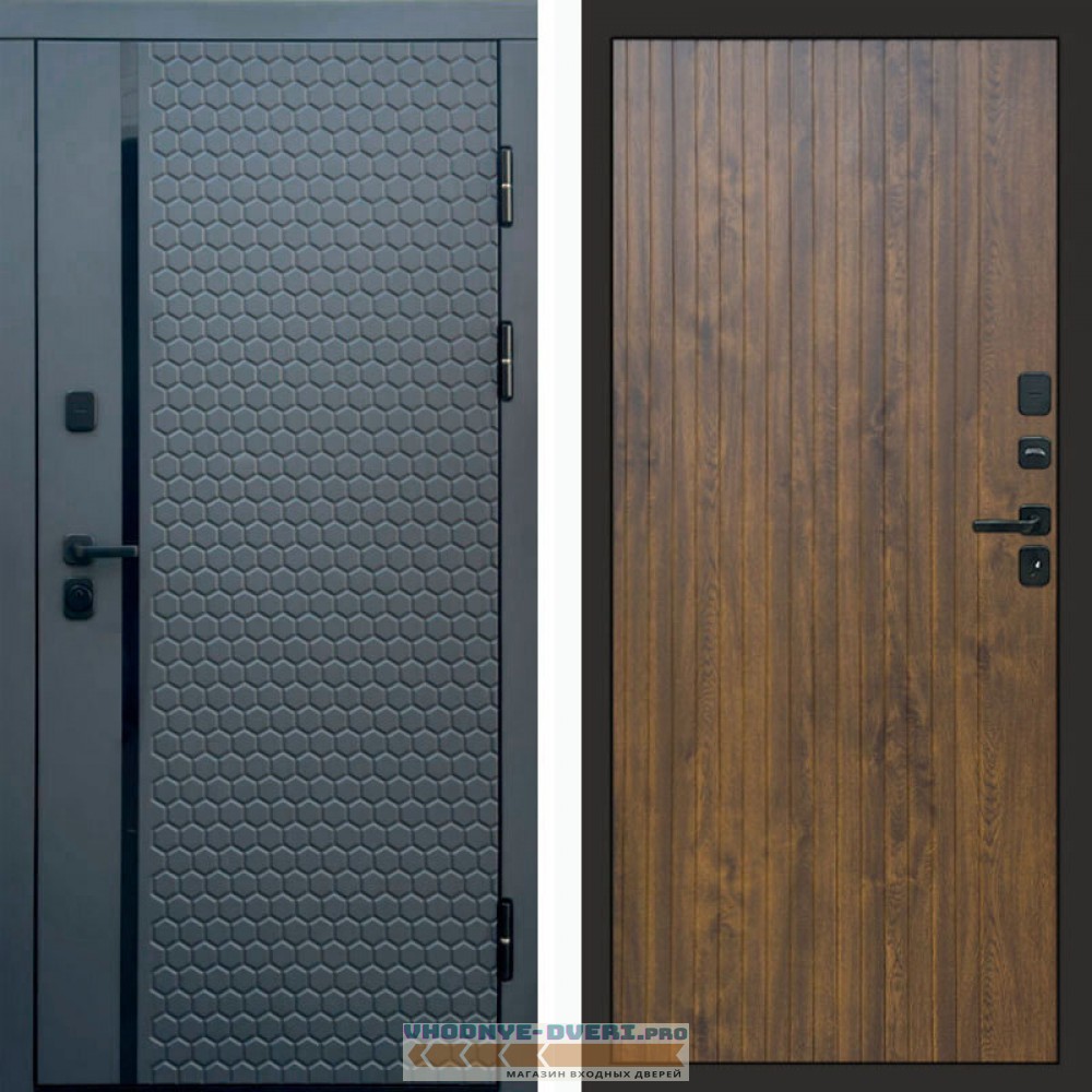 Входная дверь Simple графит Flat дуб