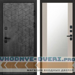 Входная дверь Спейс бетон Зеркало слоновая кость