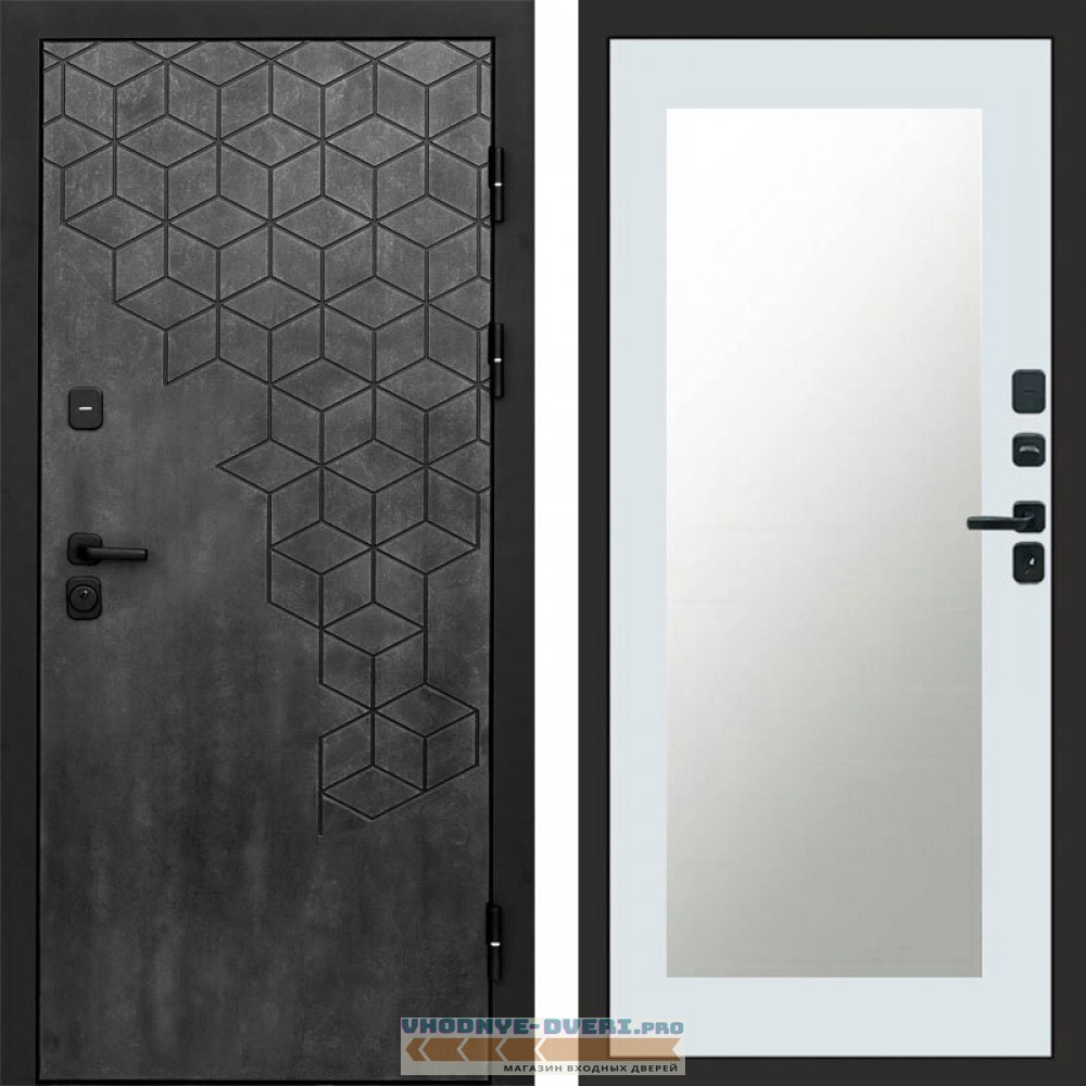 Входная дверь Спейс бетон Зеркало триумф белый софт