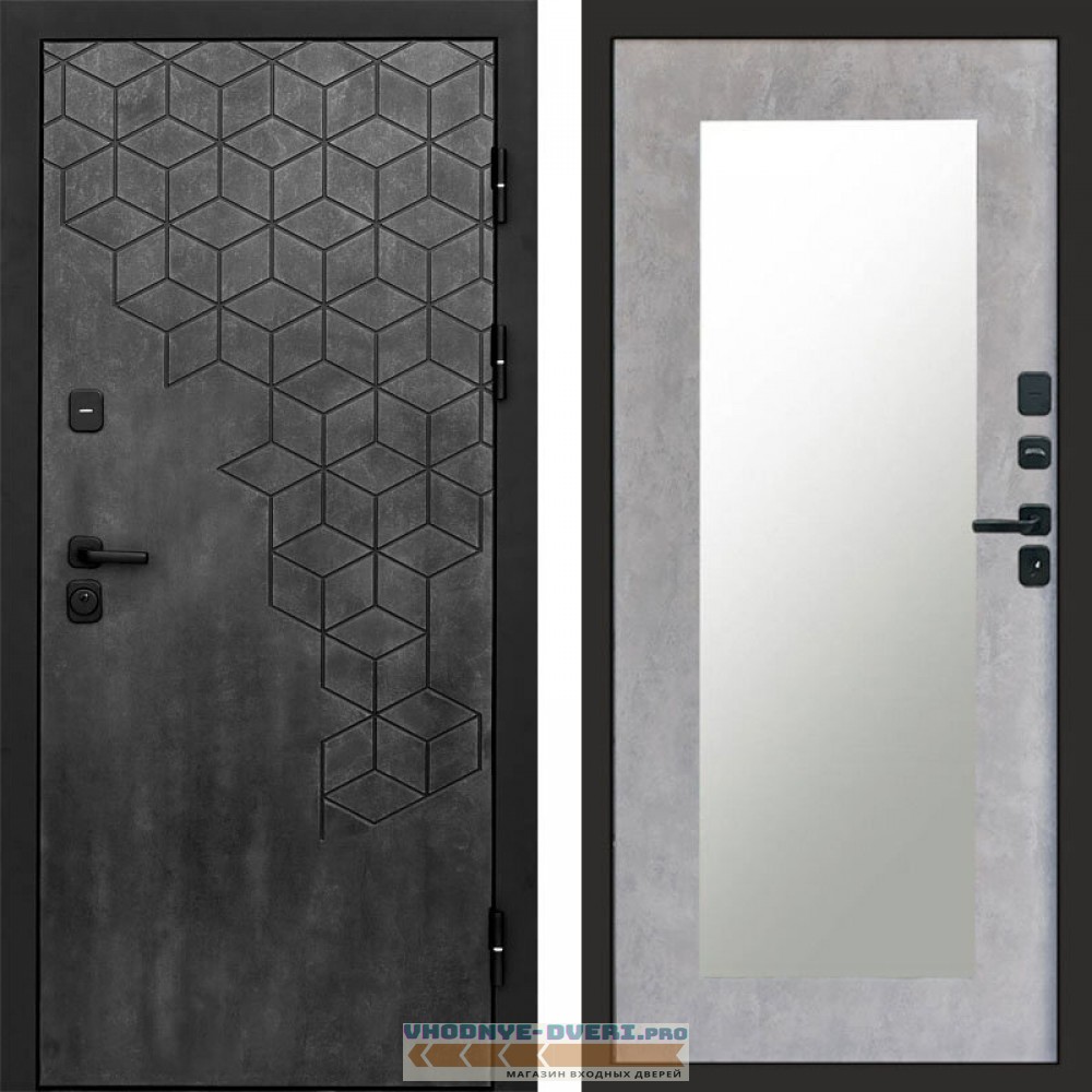 Входная дверь Спейс бетон Зеркало триумф бетон светлый