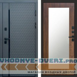 Входная дверь Simple графит Зеркало триумф дуб