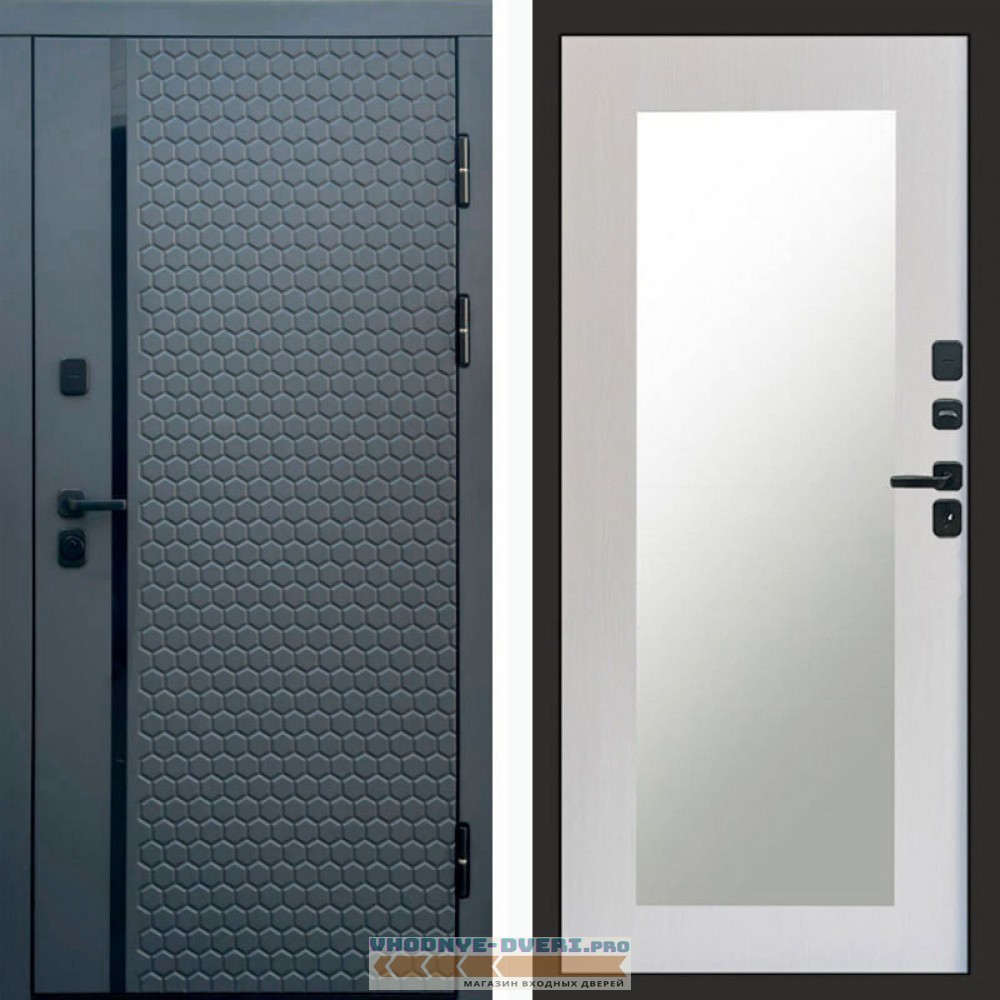 Входная дверь Simple графит Зеркало триумф лиственница