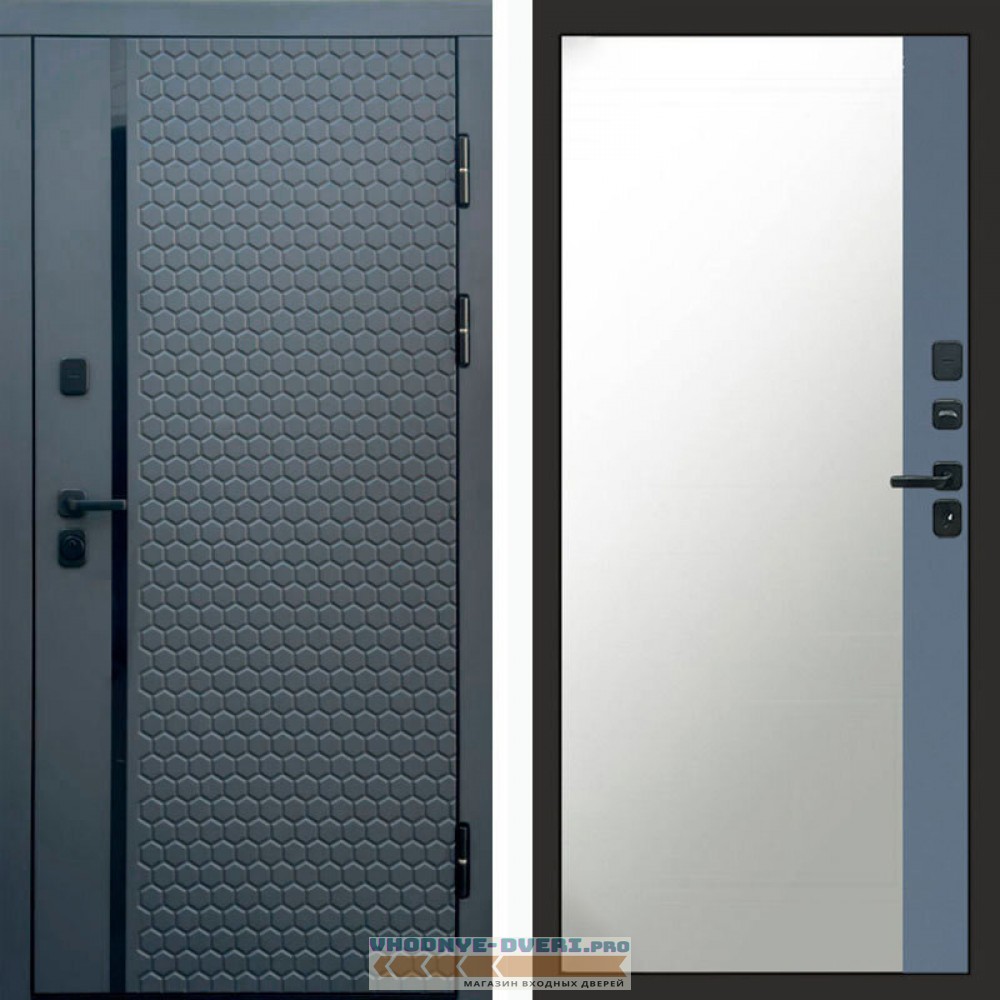 Входная дверь Simple графит Зеркало фацет grey софт