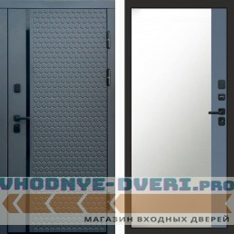Входная дверь Simple графит Зеркало фацет grey софт