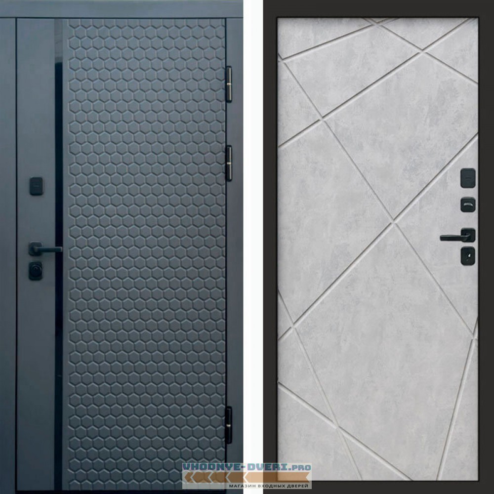 Входная дверь Simple графит Лучи бетон светлый