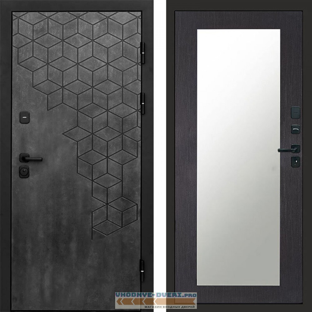 Входная дверь Спейс бетон Зеркало триумф венге