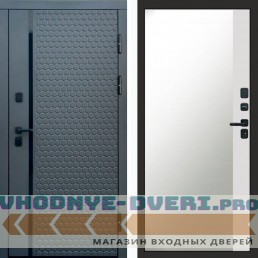 Входная дверь Simple графит Зеркало фацет белый софт