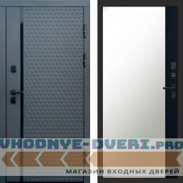 Входная дверь Simple графит Зеркало фацет черный кварц