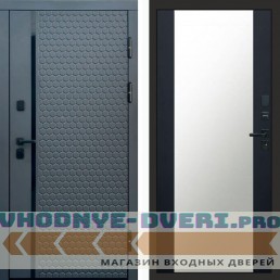 Входная дверь Simple графит Зеркало черный кварц+тонировка