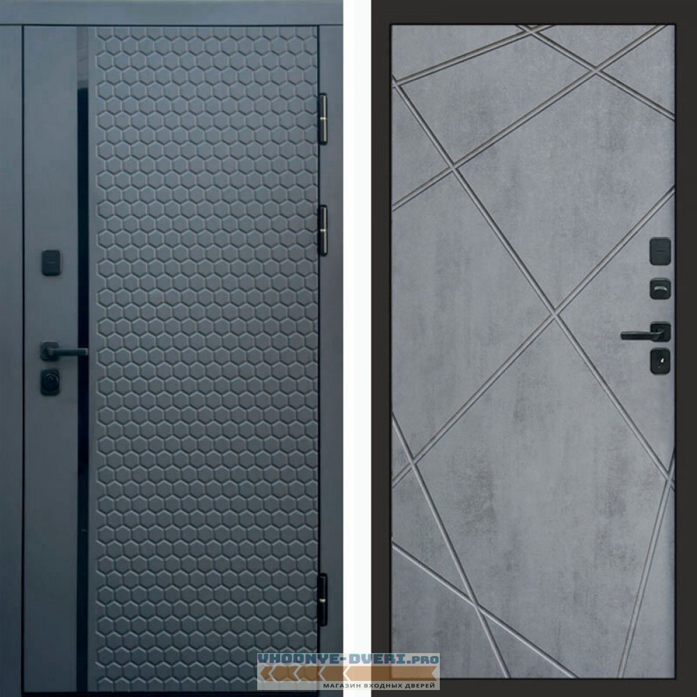 Входная дверь Simple графит Лучи бетон темный