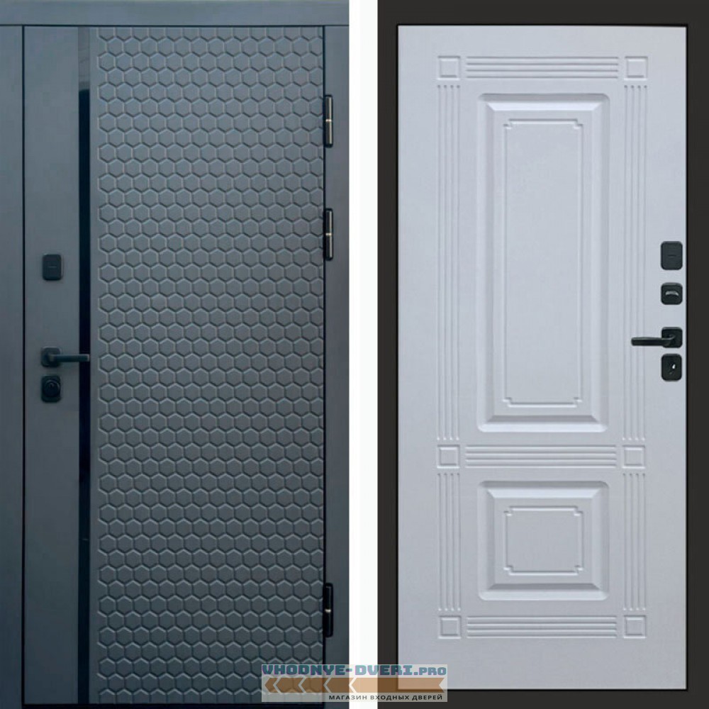 Входная дверь Simple графит Мадрид белый софт