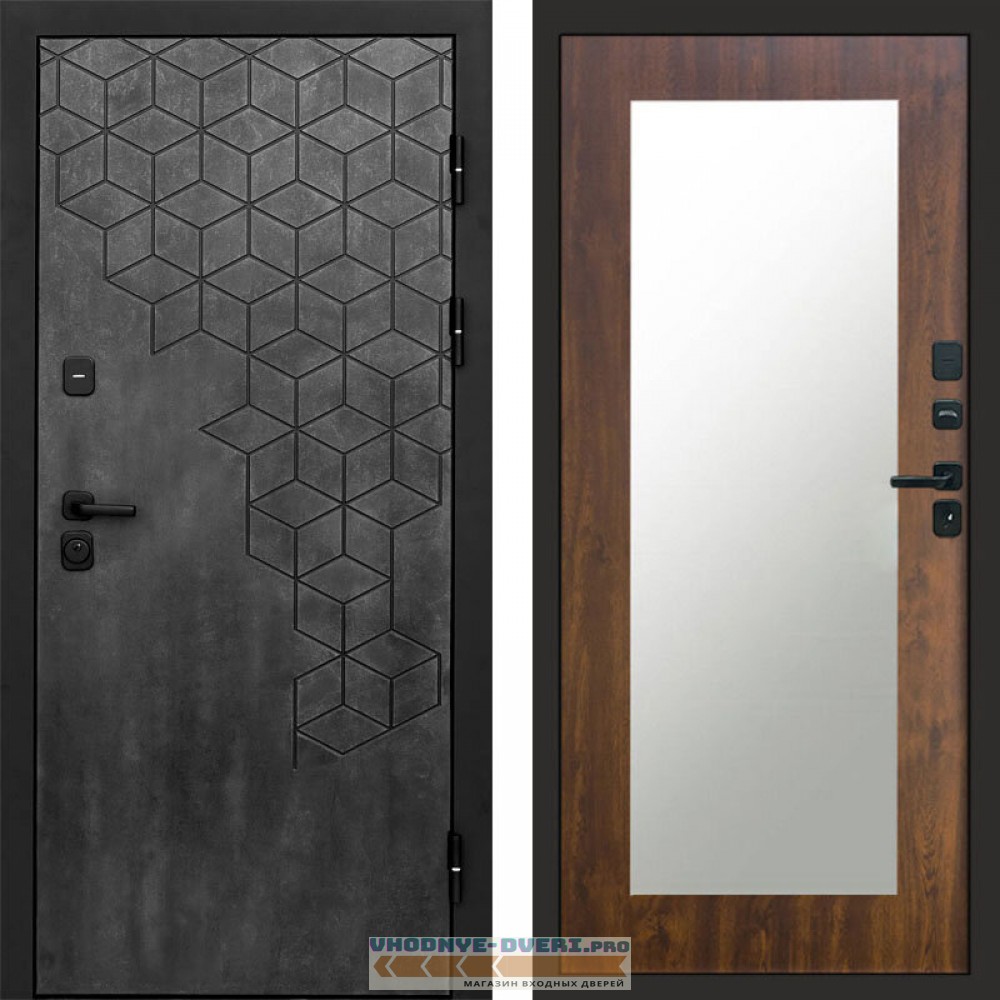 Входная дверь Спейс бетон Зеркало триумф дуб