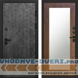 Входная дверь Спейс бетон Зеркало триумф дуб