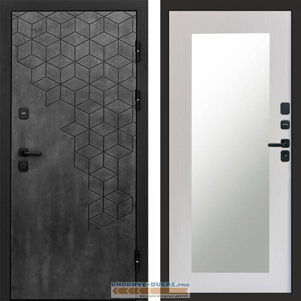 Входная дверь Спейс бетон Зеркало триумф лиственница