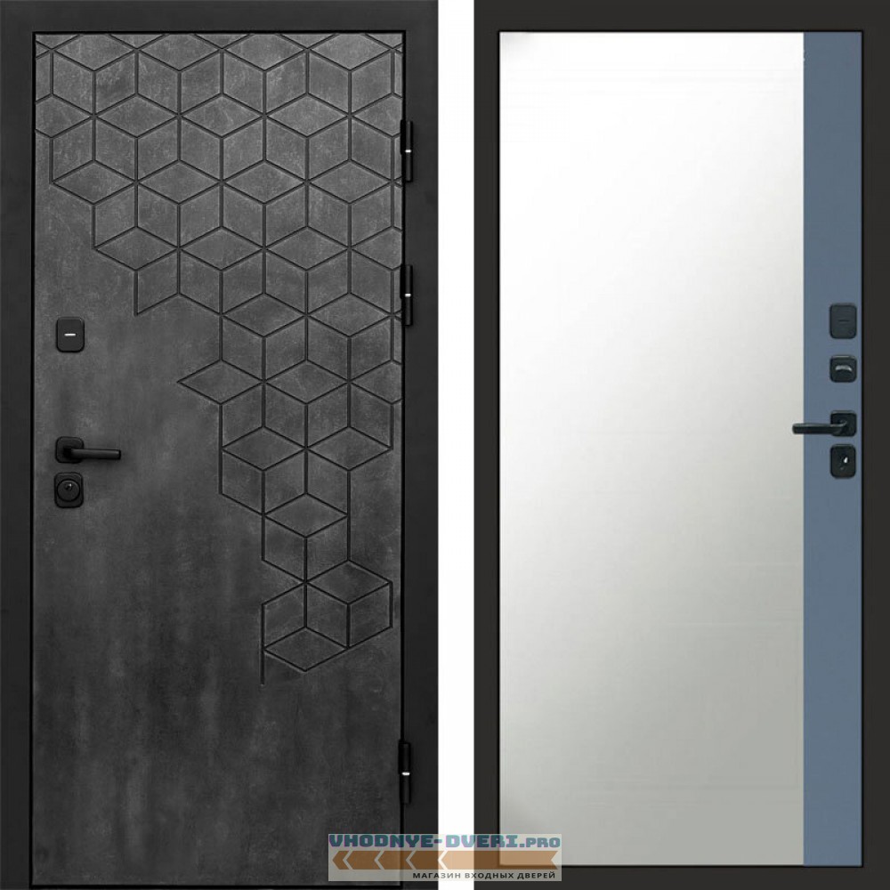 Входная дверь Спейс бетон Зеркало фацет grey софт
