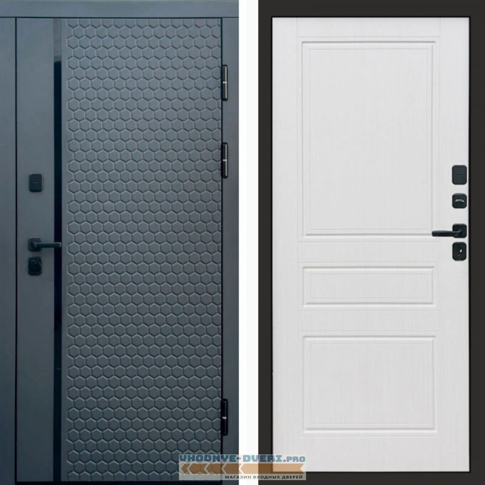 Входная дверь Simple графит Классика белое дерево