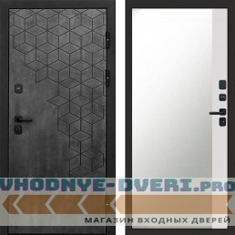 Входная дверь Спейс бетон Зеркало фацет белый софт