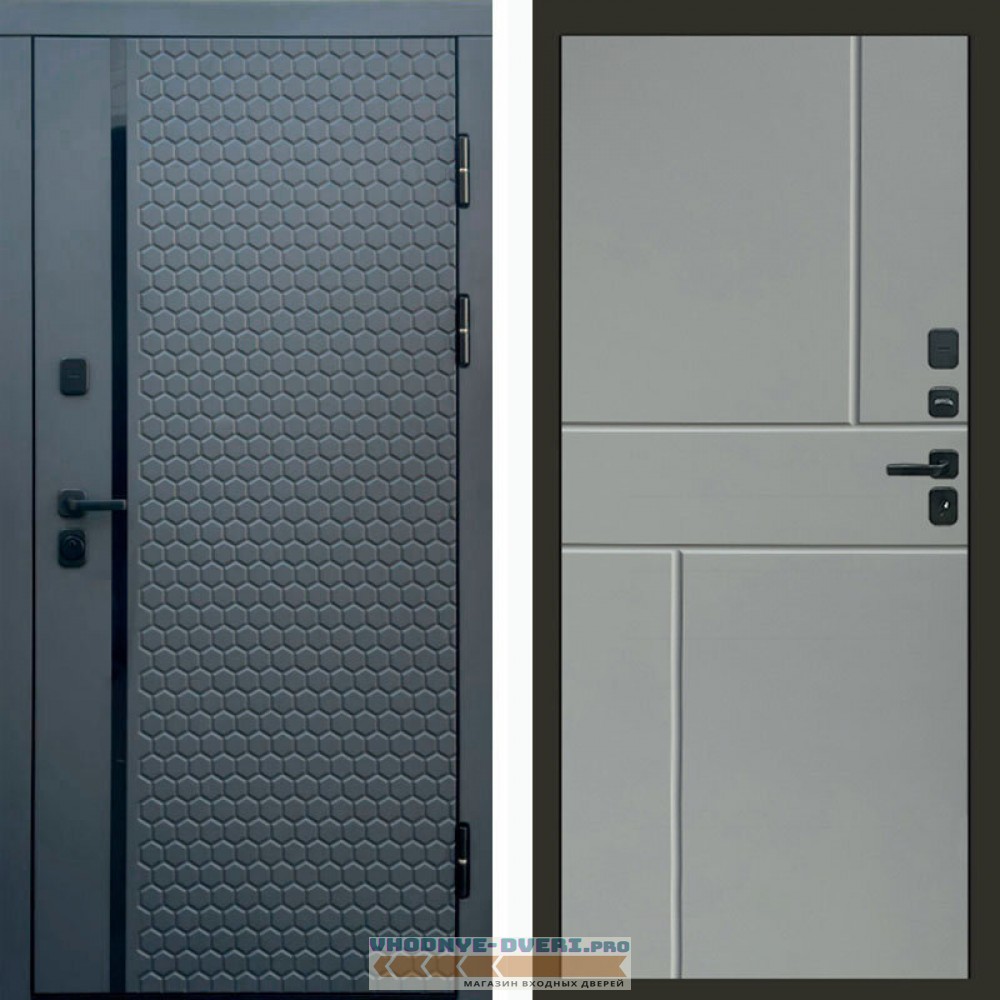 Входная дверь Simple графит Горизонт Grey софт