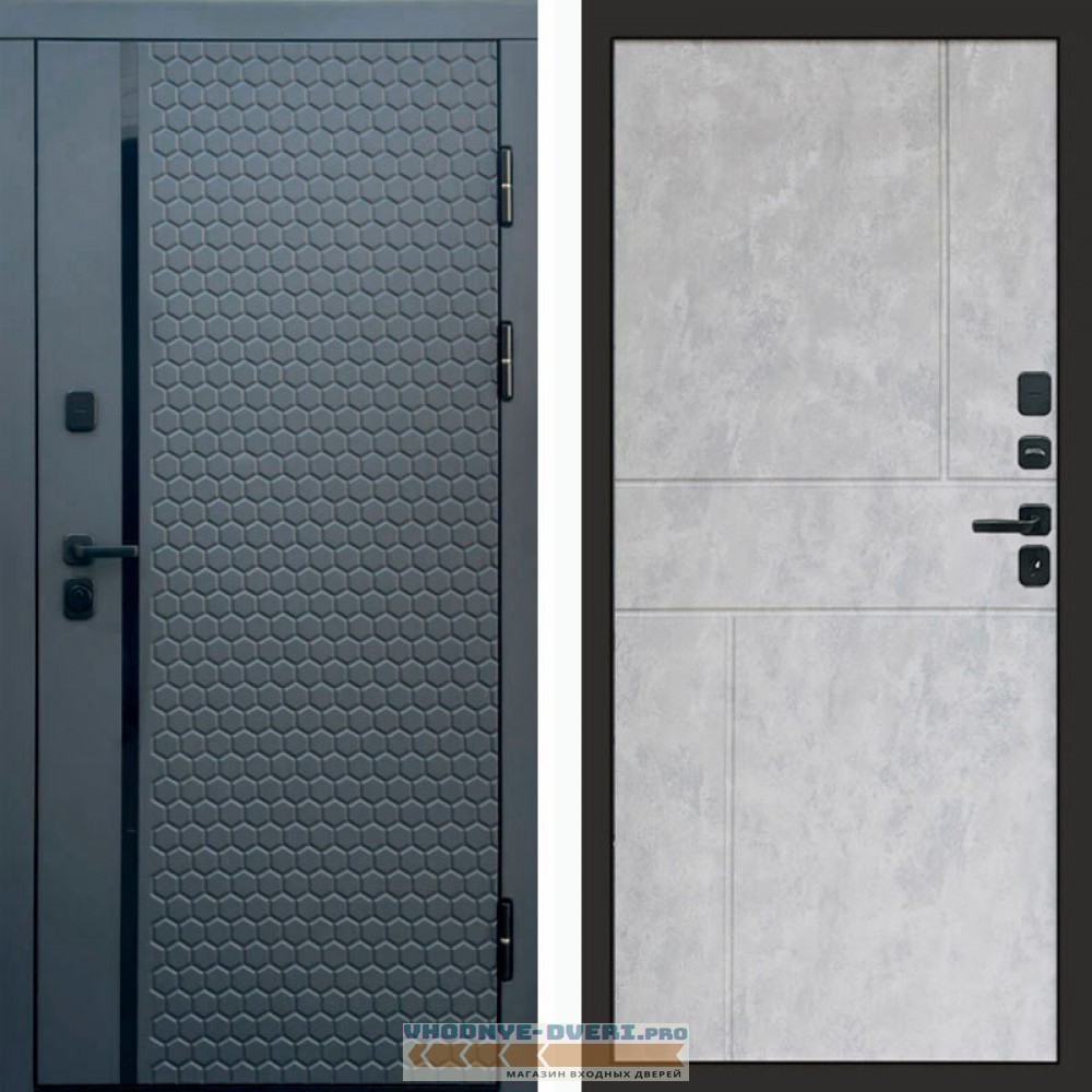 Входная дверь Simple графит Горизонт бетон светлый