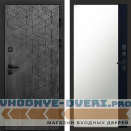 Входная дверь Спейс бетон Зеркало фацет черный кварц