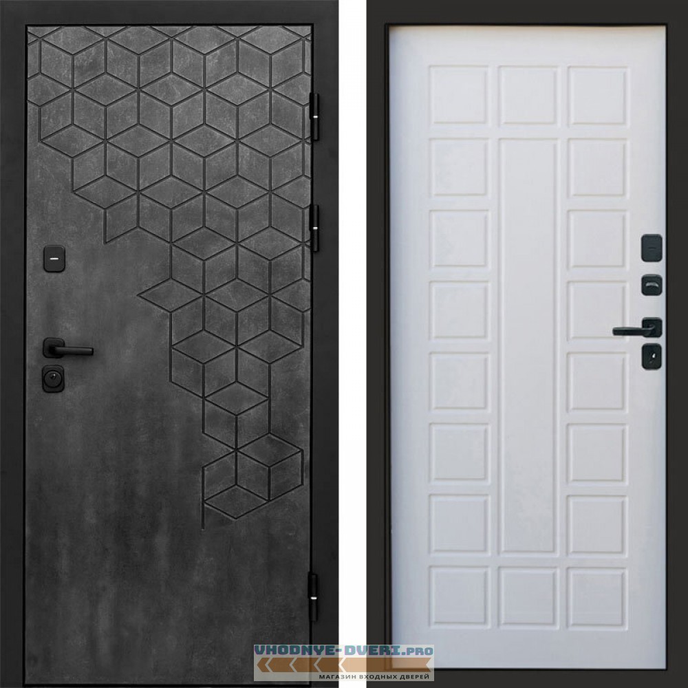 Входная дверь Спейс бетон Престиж белое дерево