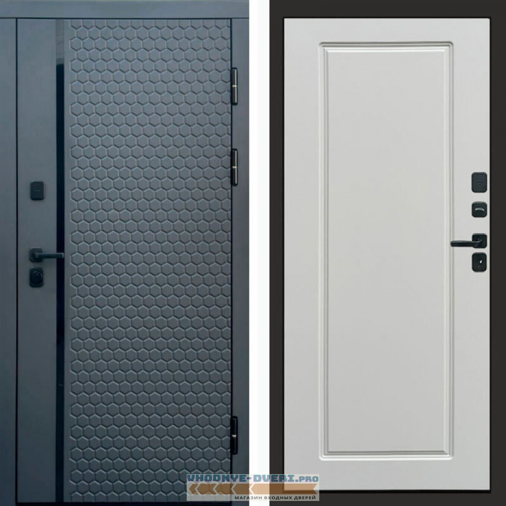 Входная дверь Simple графит Гранд белый софт