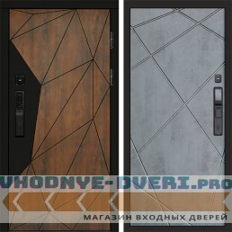 Входная дверь Геометрия смарт Лучи бетон темный