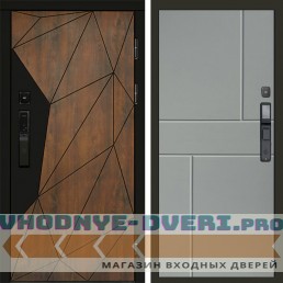 Входная дверь Геометрия смарт Горизонт Grey софт