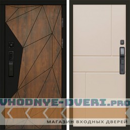 Входная дверь Геометрия смарт Горизонт слоновая кость