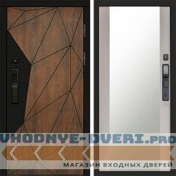 Входная дверь Геометрия смарт Зеркало лиственница