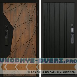 Входная дверь Геометрия смарт Flat черный кварц