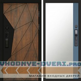 Входная дверь Геометрия смарт Зеркало фацет grey софт