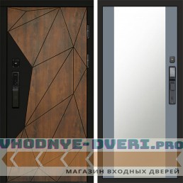 Входная дверь Геометрия смарт Зеркало grey софт