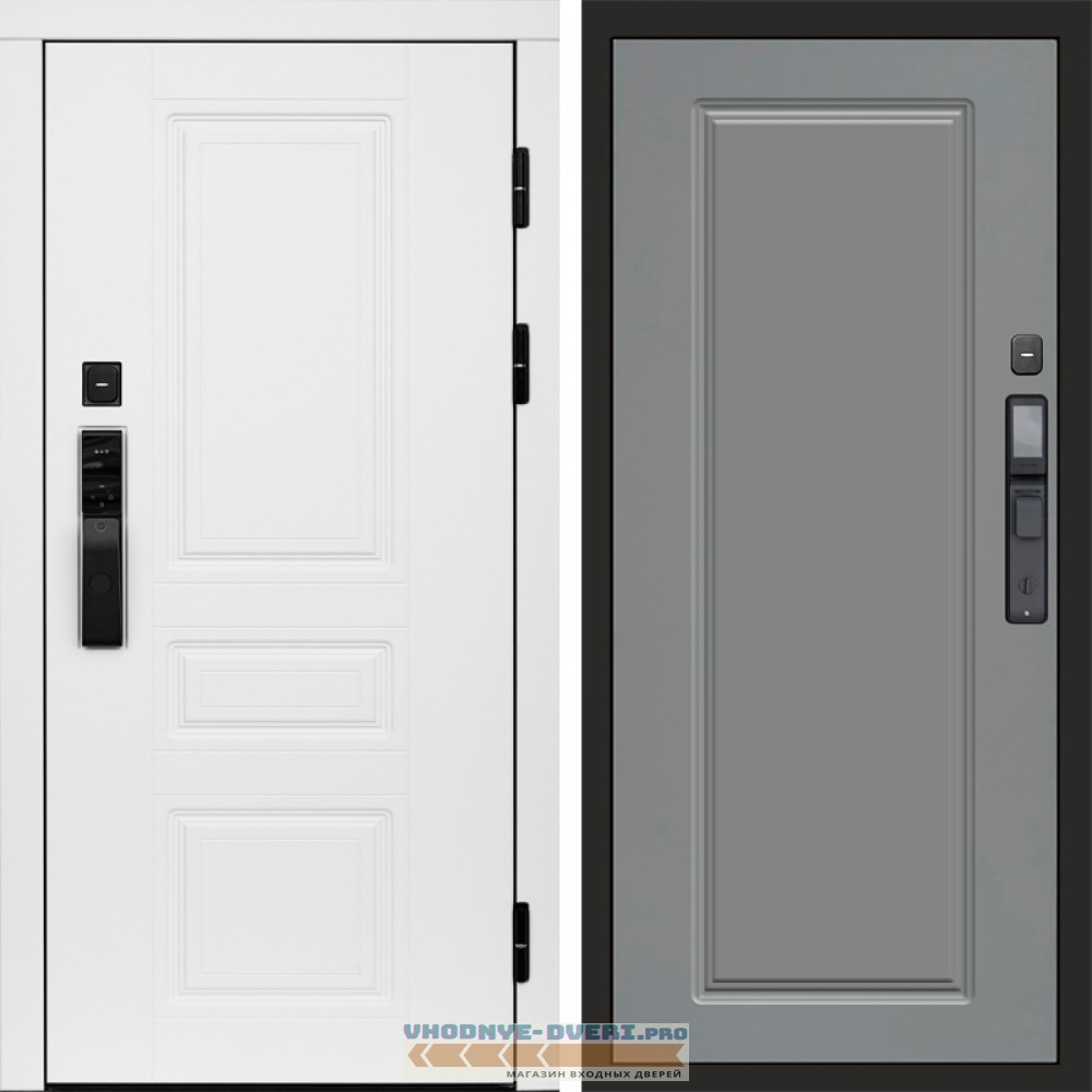 Входная дверь  Smart (Смарт) Орегон White  Гранд Grey софт