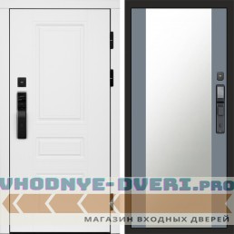 Входная дверь  Smart (Смарт) Орегон White  Зеркало 27 Grey Софт