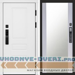 Входная дверь  Smart (Смарт) Орегон White  Зеркало 27 белый софт