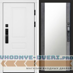 Входная дверь  Smart (Смарт) Орегон White  Зеркало 27 бетон темный