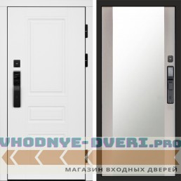 Входная дверь  Smart (Смарт) Орегон White  Зеркало Лиственница белая