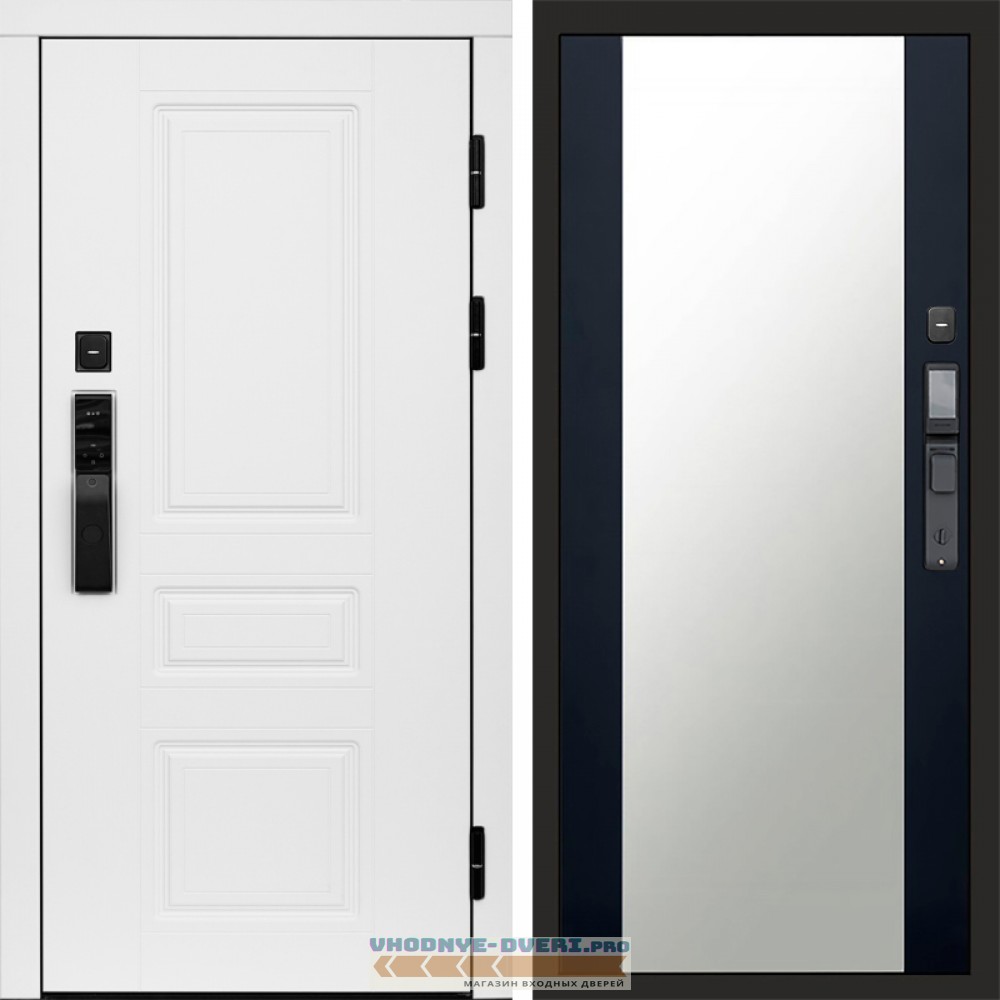 Дверь Termo Door  Smart (Смарт) Орегон White  Зеркало 27 Черный кварц + тонировка