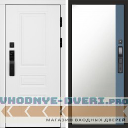 Входная дверь  Smart (Смарт) Орегон White  Зеркало фацет Grey софт