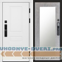 Входная дверь  Smart (Смарт) Орегон White  Зеркало триумф бетон светлый