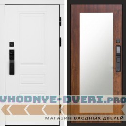 Входная дверь  Smart (Смарт) Орегон White  Зеркало триумф дуб