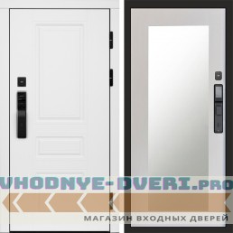 Входная дверь  Smart (Смарт) Орегон White  Зеркало Триумф лиственница белая