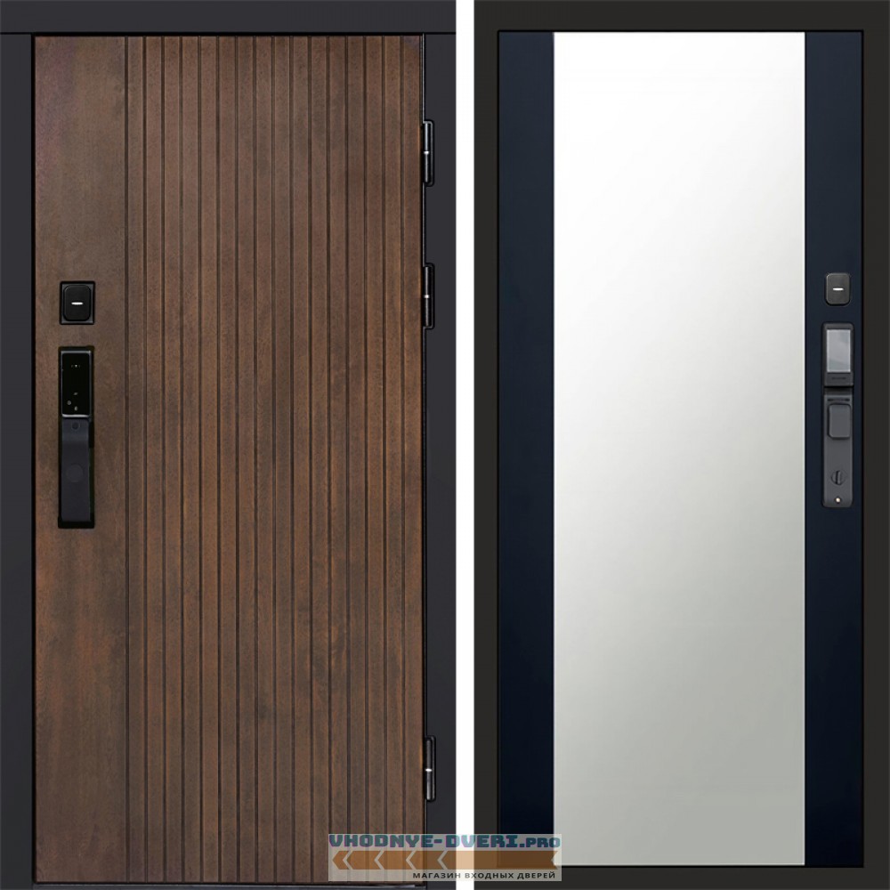 Дверь Termo Door  Smart (Смарт) Твист Ультра Зеркало 27 Черный кварц + тонировка