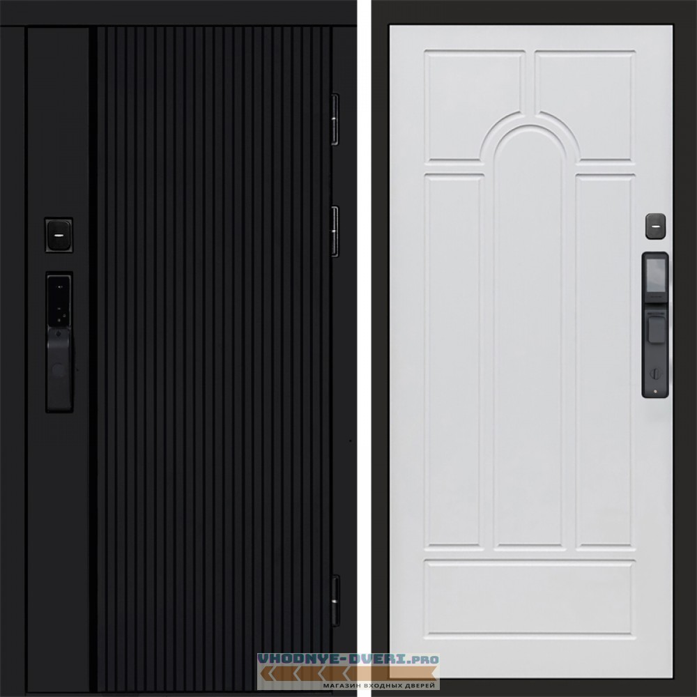 Входная дверь  Smart (Смарт) Твист Блэк (Black) Арка белое дерево