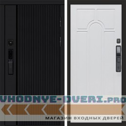 Входная дверь  Smart (Смарт) Твист Блэк (Black) Арка белое дерево