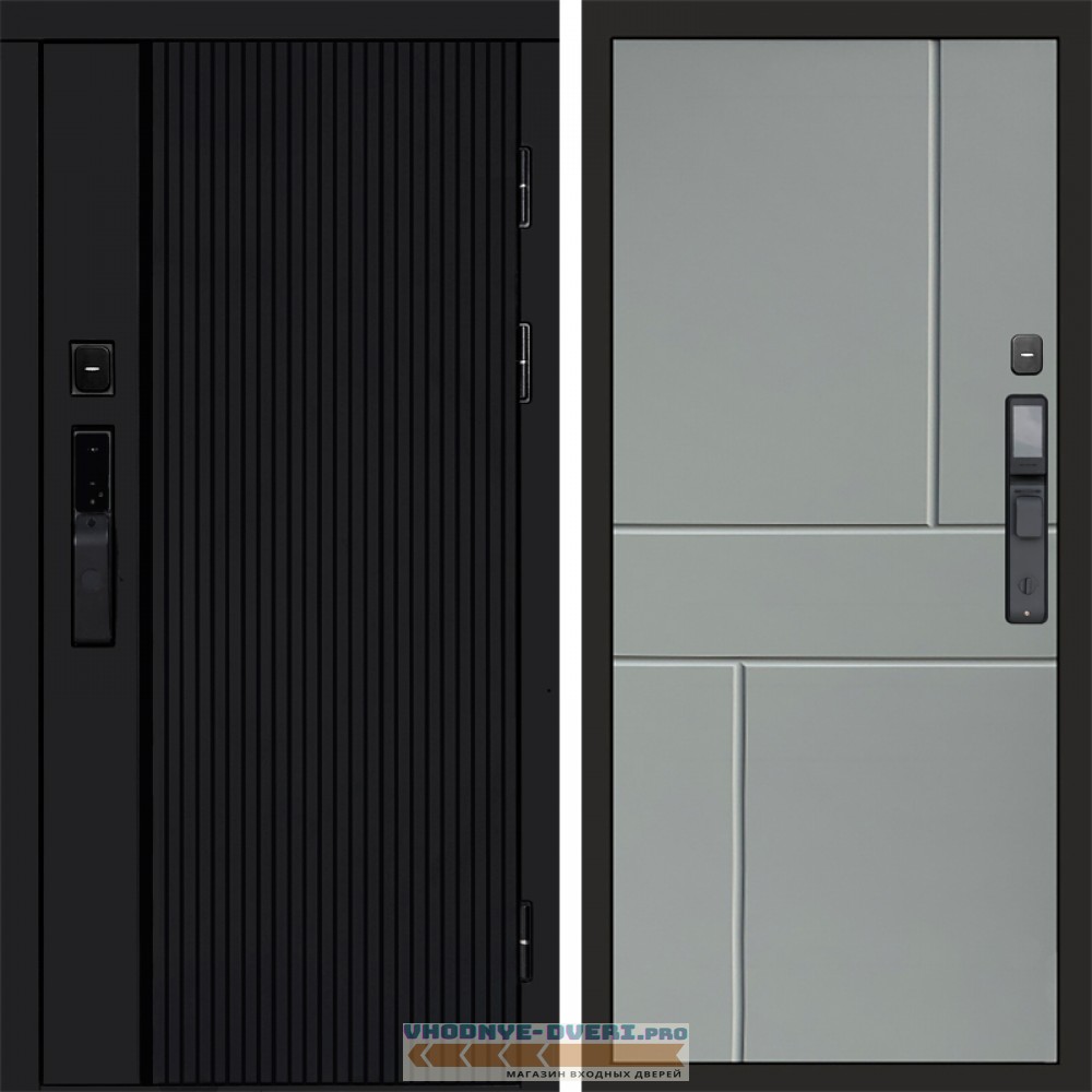Дверь Termo Door  Smart (Смарт) Урбан Блэк (Black) Горизонт Grey софт