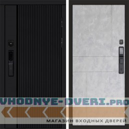 Входная дверь  Smart (Смарт) Твист Блэк (Black) Горизонт бетон светлый